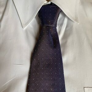 Boss - Hugo Boss purple cross pattern with blue and yellow tiny dots, 100% silk.